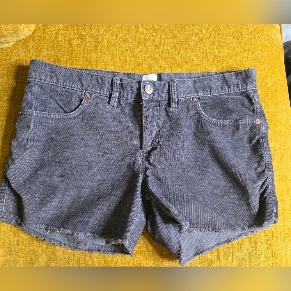 Gap Shorts Womens Gray Corduroy Raw Hem Cut Off Mid Rise Stretch